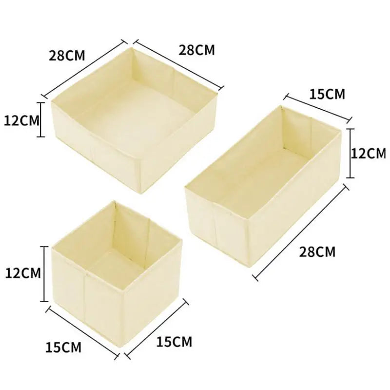 Clothes Organizer Storage Box Underwear Bra Socks Cabinet Drawer Organizer T-Shirt Storage Basket Wardrobe Storage Organizers Oasis Select 3Pcs set Beige