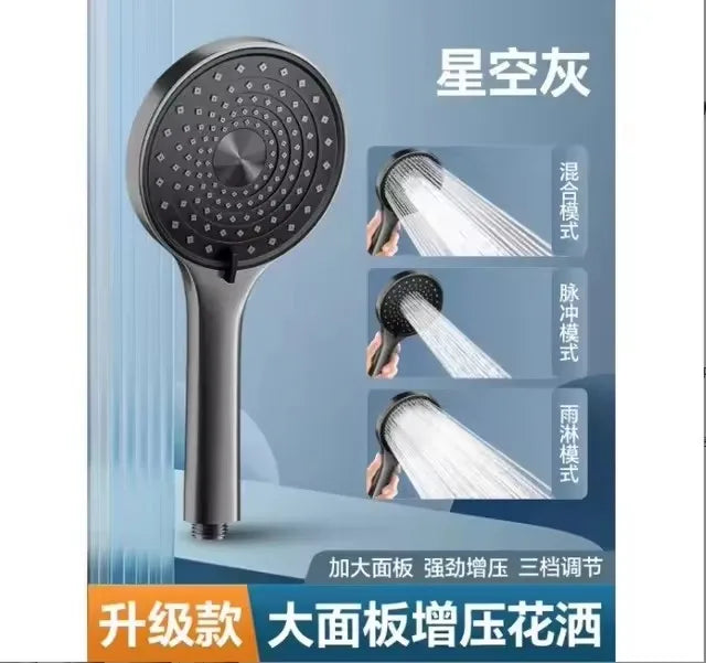 New High Pressure Big 130mm Shower Head Black 3 Modes Water Saving Spray Nozzle Massage Rainfall Shower Bathroom Accessories Oasis Select Grey Shower
