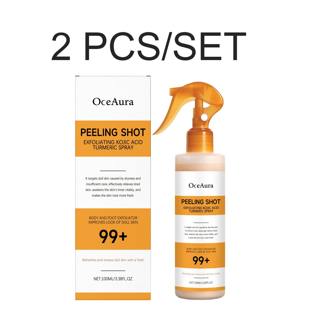 Kojic Acid Turmeric Spray Exfoliating Body Spray Brightening Smoothing Dull Skin Hydrating Body Keratin Care All Skin Types Oasis Select 2 PCS