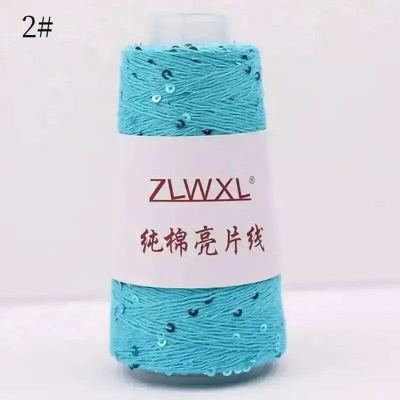 Sequin Cotton Yarn DIY Knitted Decoration Hand Crochet 400M