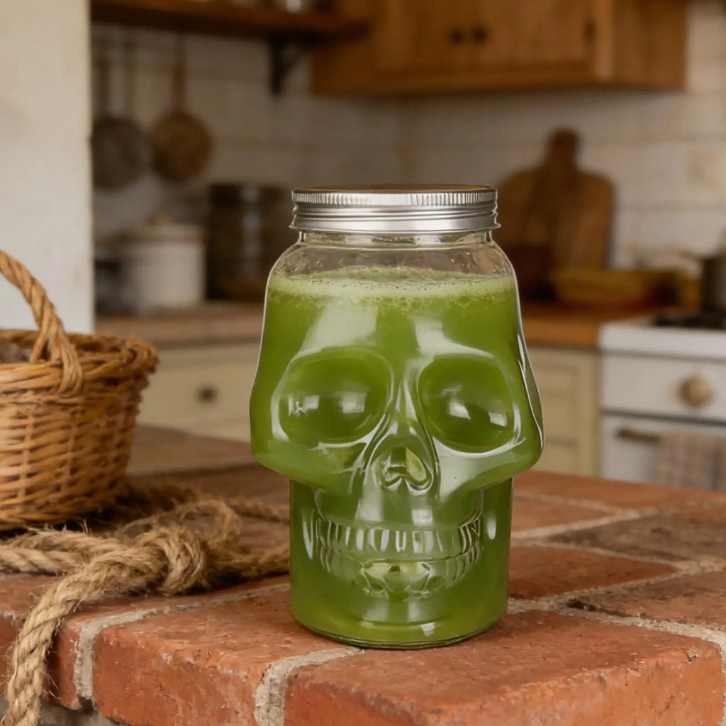 500ml/800ml Reusable Spooky Decor with Lid Skull Jars Skull Salt Container for Bathroom Picnic Tabletop Baking Dining Cooking Oasis Select