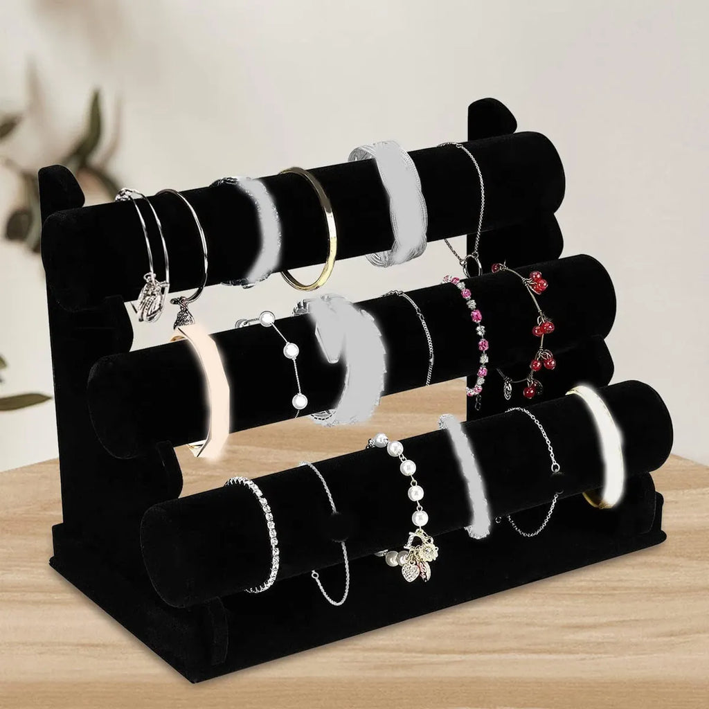 Bracelet display rack, 2-layer 3-layer bracelet storage rack, velvet jewelry rack, suitable for necklaces, headbands, watches Oasis Select