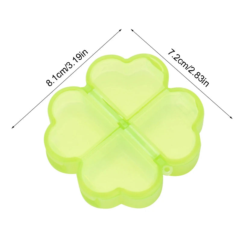 Four-Leaf Clover 4-Grid Portable Pill Organizer Box Pill Organizer Box Oasis Select