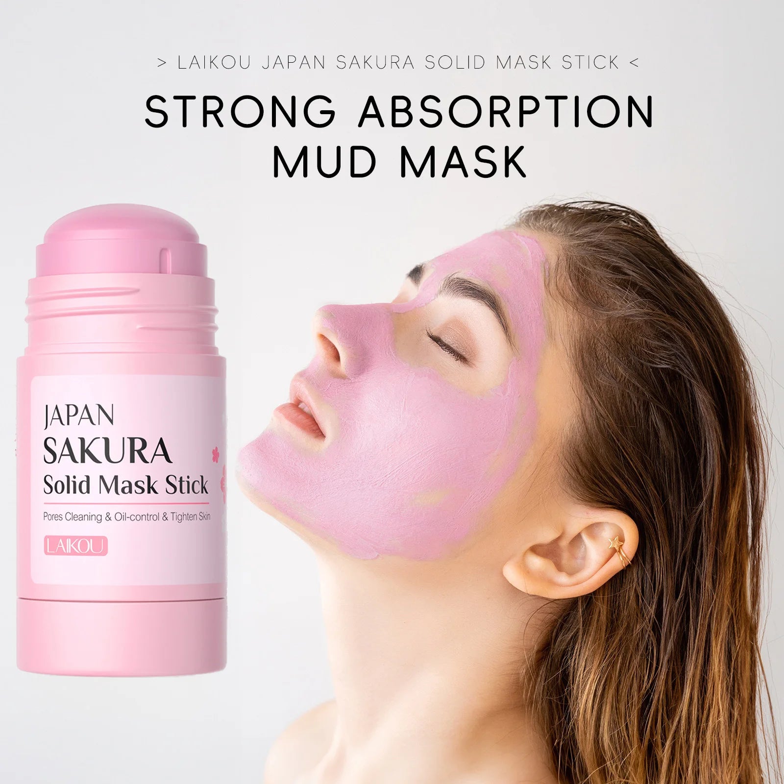 LAIKOU Sakura Solid Mud Mask Stick 45g Deep Cleansing Blackhead Remover Shrink Pores Oil Control Moisturizing Facial Mask Oasis Select