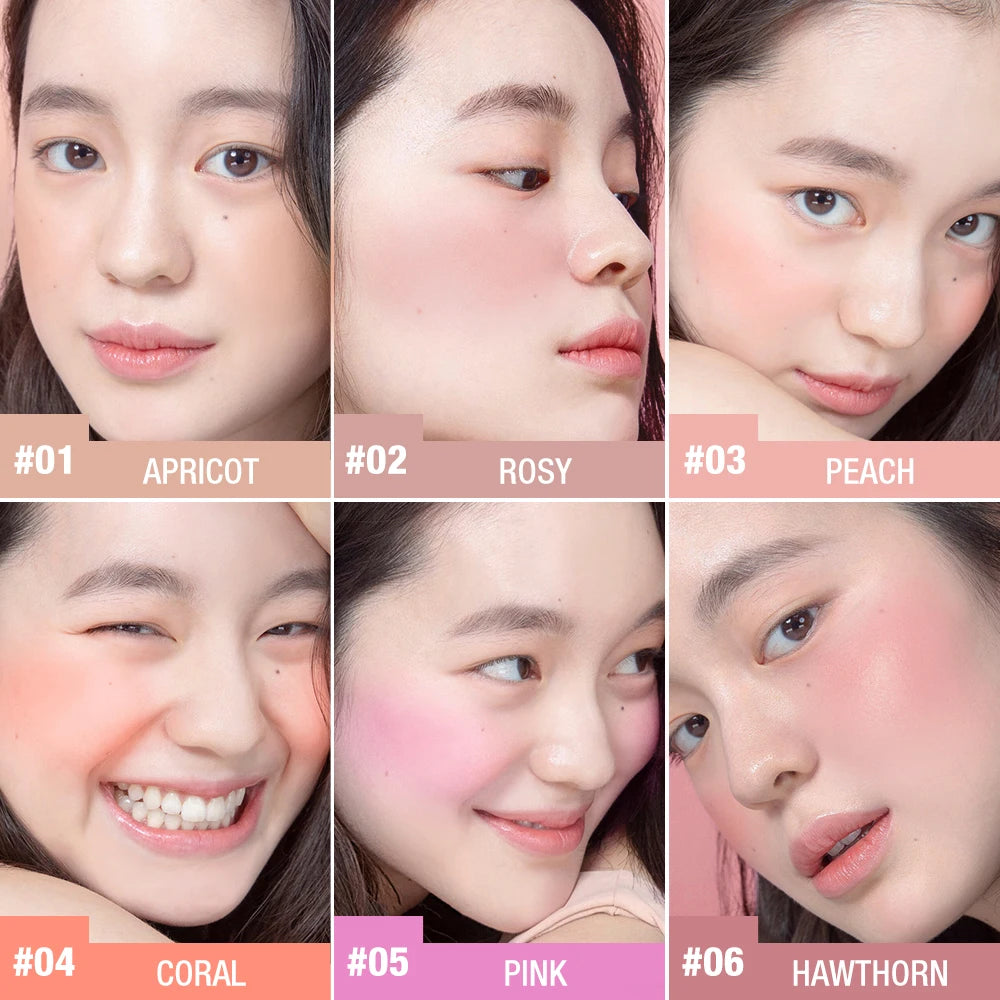 O.TWO.O 6-Color Mineral Blush Palette – Matte & Shimmer Powder