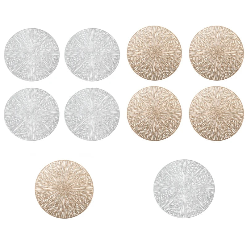 Round Placemats Restaurant Hollow PVC Decoration Meal Mat Anti-Hot Dining Table Line Mat Steak Plate Pad Oasis Select