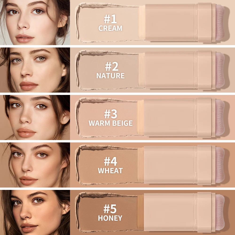 Skin Tint Foundation Stick with Brush Multi Use Matte Waterproof Long Lasting Oil Control Thin Coverage for Blemishes Concealer Oasis Select