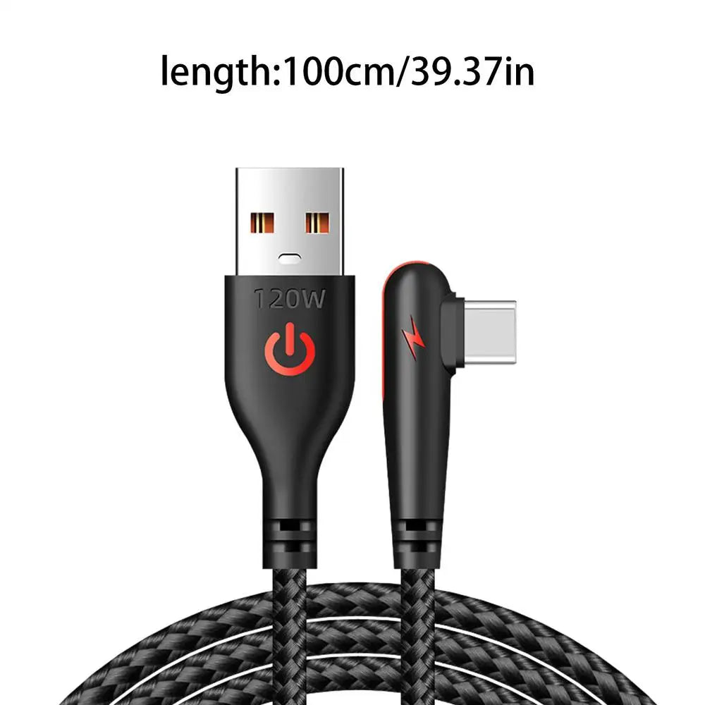 90 Degree USB C Cable Fast Charging Braided 120W Charger Cord TypeC Fast Charging Cord TypeC USB C Cable Right Angle USB C Cable Oasis Select 1 meter