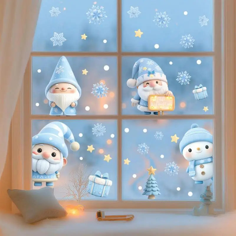 Christmas Window Static Clings – Snowman, Santa & Snowflake