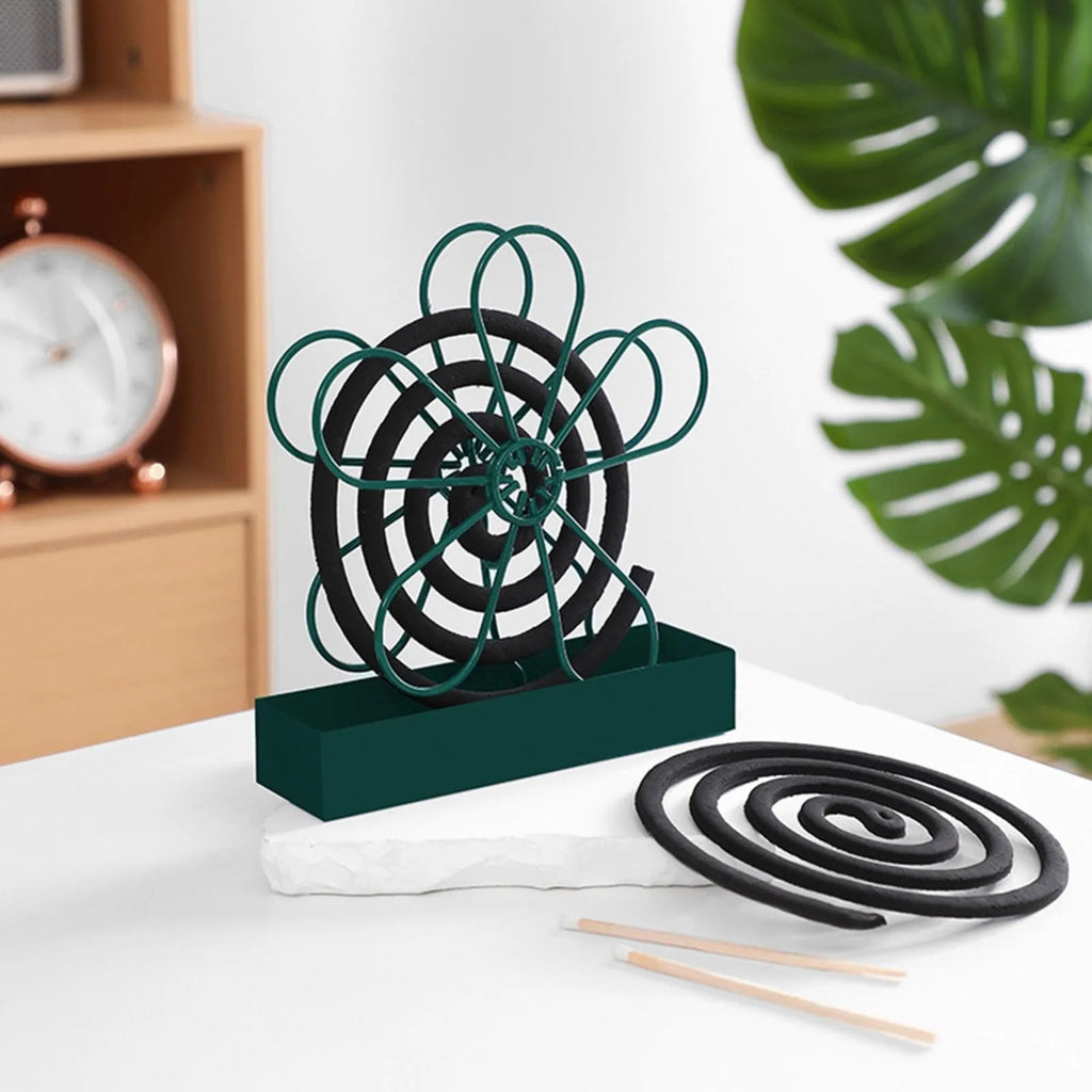 With Tray Mosquito Coil Holder Iron Anti-Mosquito Mosquito Incense Rack Ornaments Flower shape Mosquito Repellent Oasis Select Green