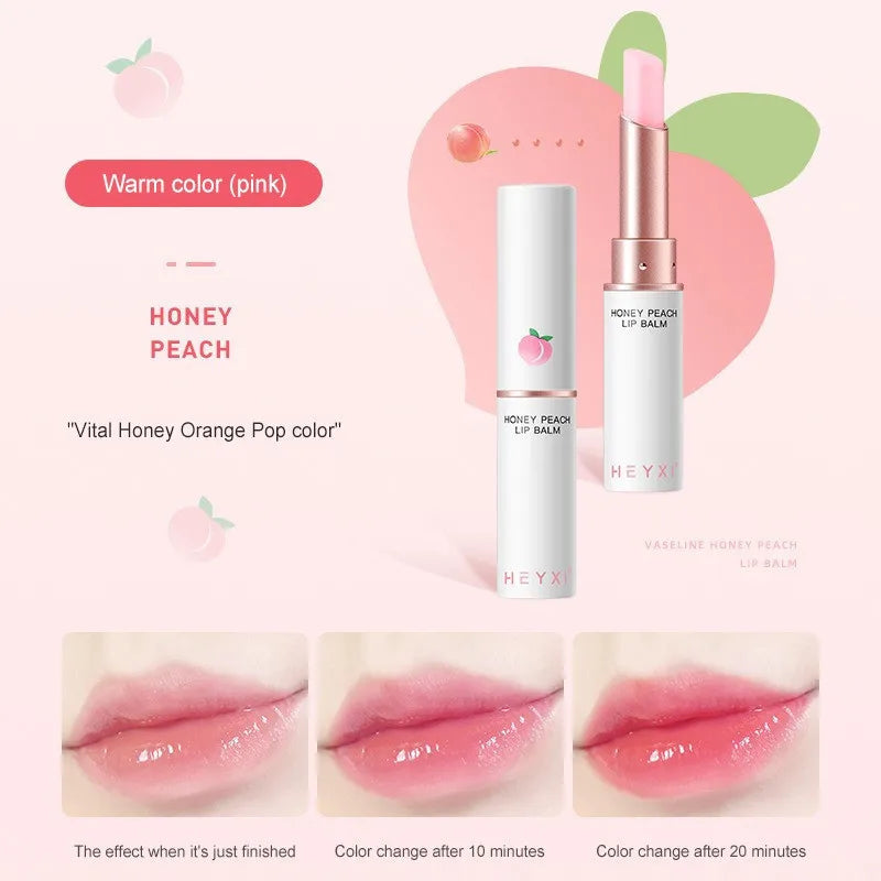 Honey Peach Lip Balm Color Change Lipstick Lips Plumper Moisturizing Hydrating Nourishing Lips Skin Care Oasis Select 02
