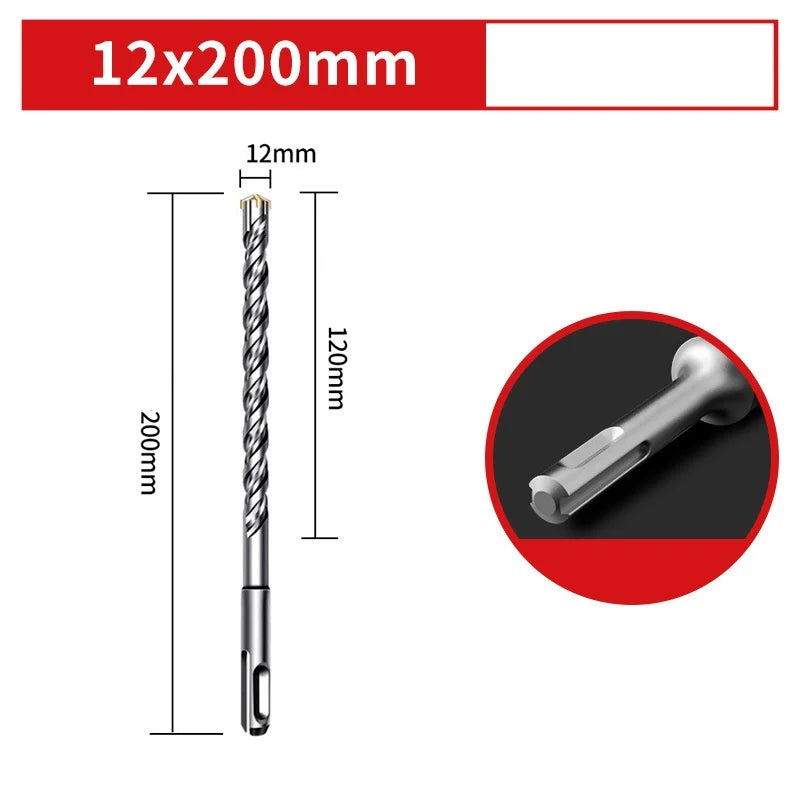 110/150/200mm Electric Hammer Drill Bits Cross Type Tungsten Steel Alloy SDS Plus for Masonry Concrete Rock Stone Oasis Select 12x200mm