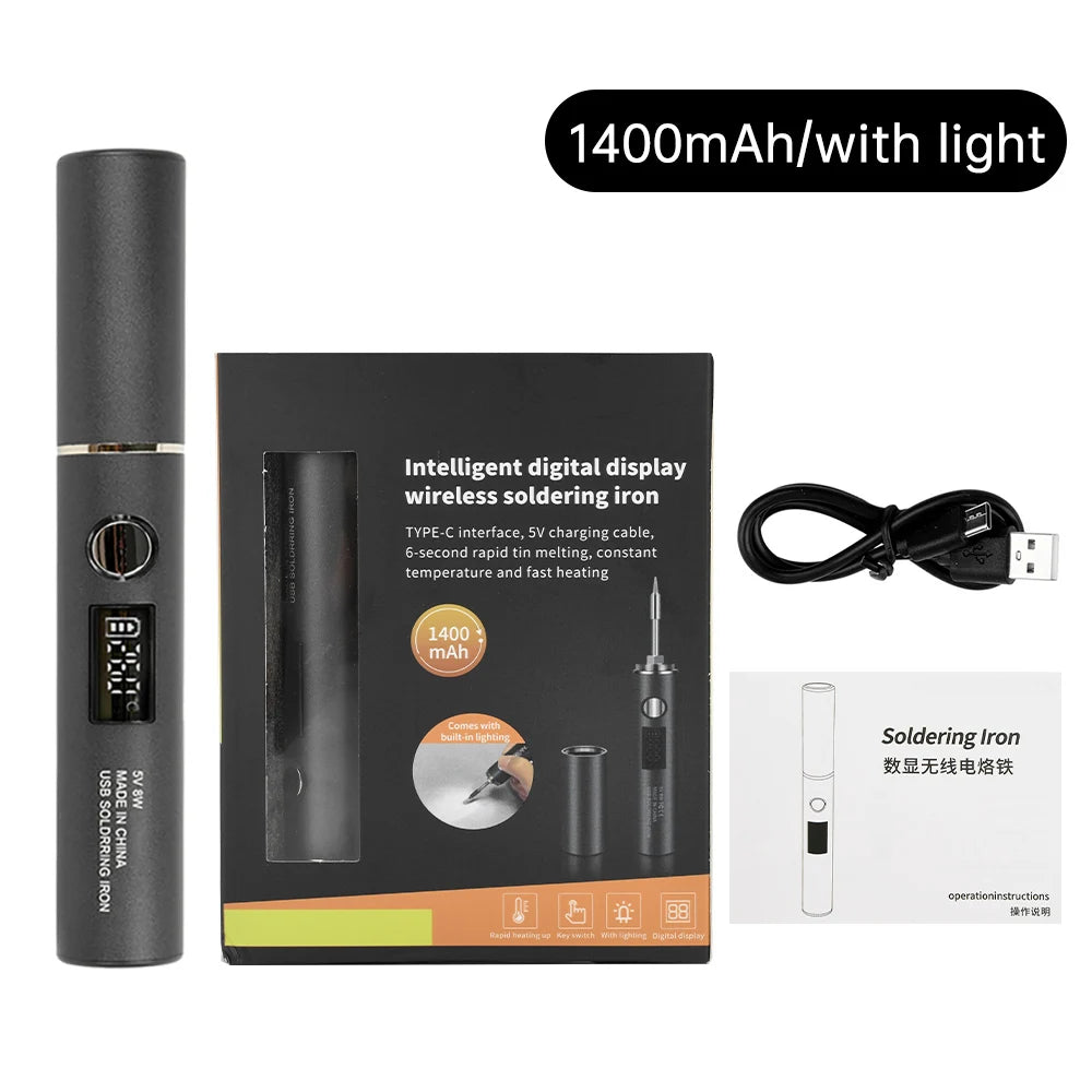 DC 3.7V 8-10W USB Electric Soldering Iron TYPE-C Plug-in Model with 5 Levels of Temperature Adjust MINI Soldering Iron DIY Tools Oasis Select 1400mAh