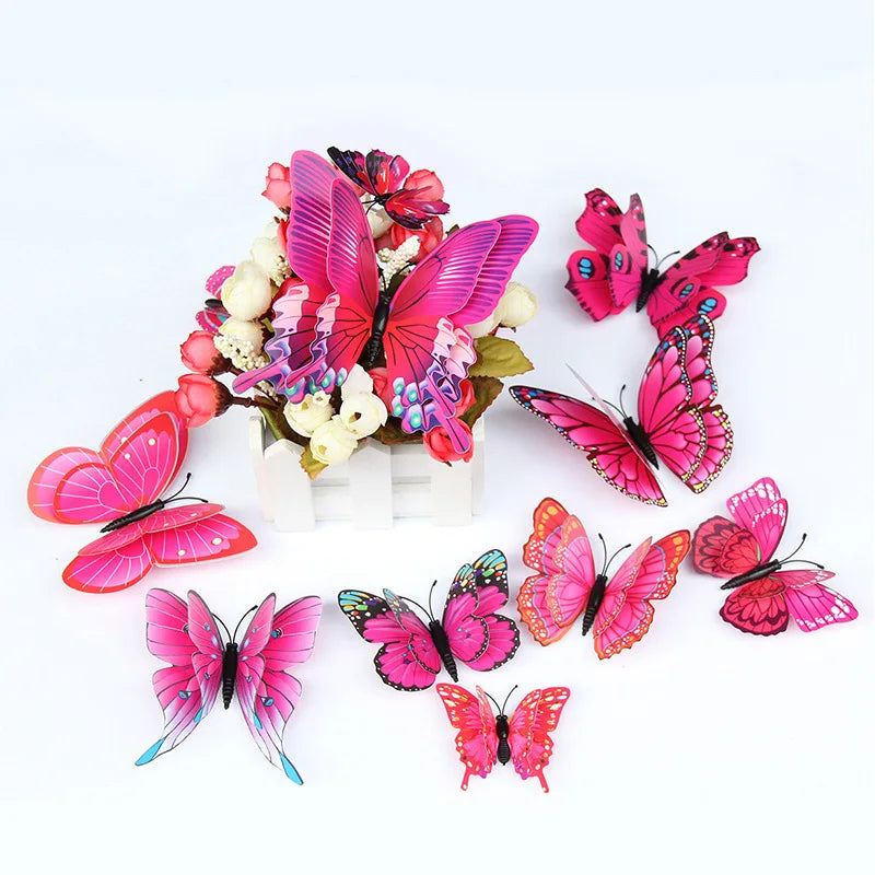 New 12/24pcs 3D Butterfly Wall Stickers Home Christmas Wedding Decoration Photography Props Magnetic Refrigerator Magnets Oasis Select