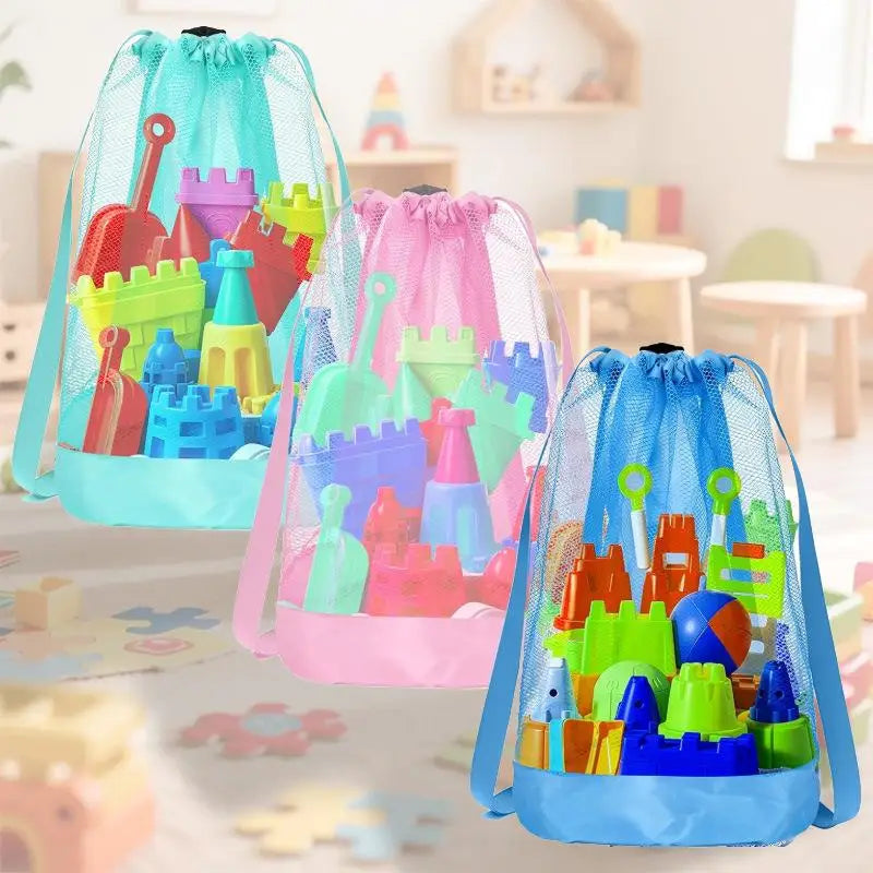 Extra-Large Sand-Resistant Drawstring Beach Backpack Kids Pool Toys Storage Bag For Shell Collecting Oasis Select