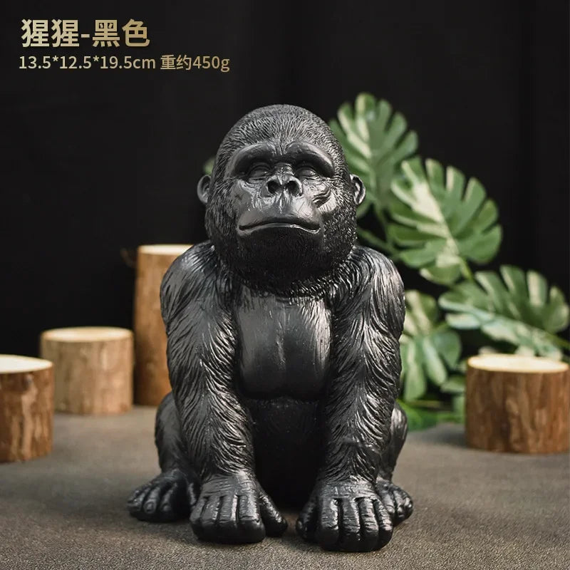 Black Gold Gorilla King Kong Statue Resin Crafts Antique Gorilla Desk Ornament Handmade Animal Figurine Living Room Bedroom Oasis Select Black
