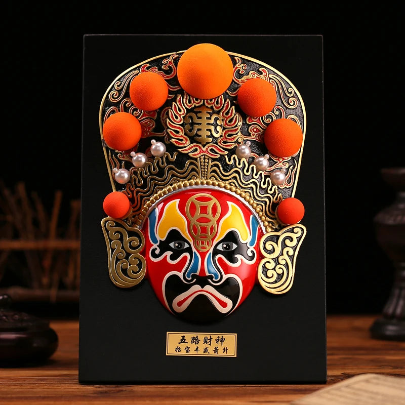 Restaurant Decoration Five Way God of Wealth Facial Decoration Pendant Sichuan Drama Chinese Style Wall Decoration Oasis Select Xiao Sheng 28cm x 19cm
