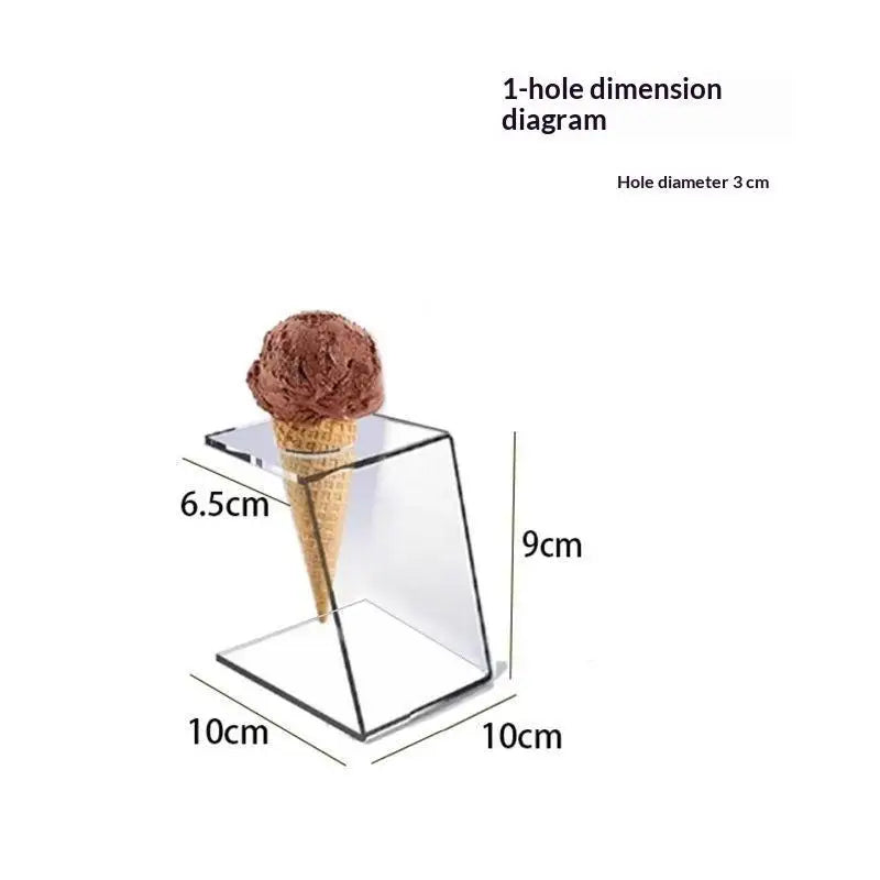 Transparent Acrylic Ice Cream Cone Holder Non-slip Base Dessert Rack 12 Slots for Bridal Shower Banquet Dessert Table Decor Oasis Select 1hole 3cm