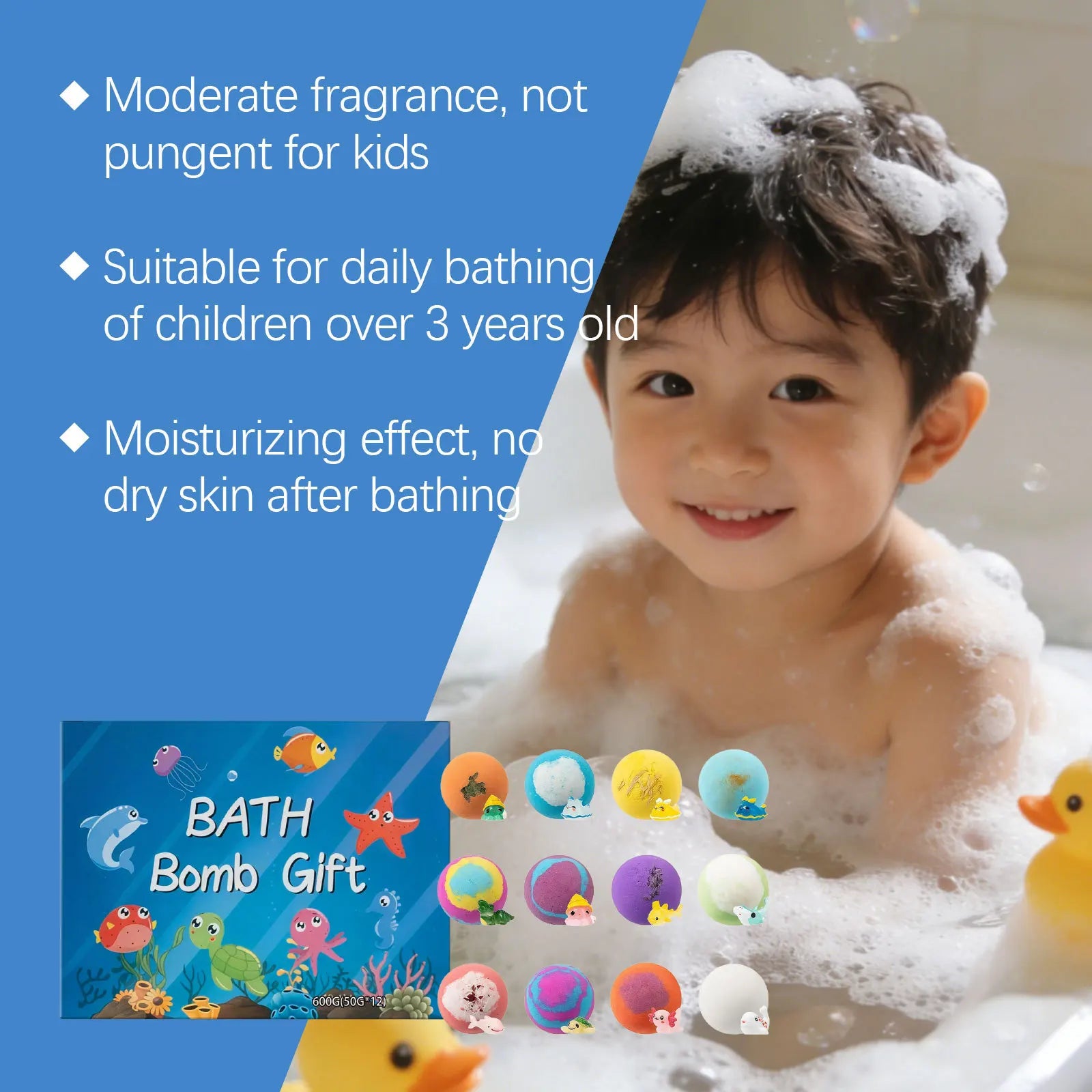 Kids Bath Bombs Inside Hidden Surprise Gentle Cleanse Colorful Rich Bubble Funny Relaxing Kid Bath Toys Children Shower Gift Set Oasis Select