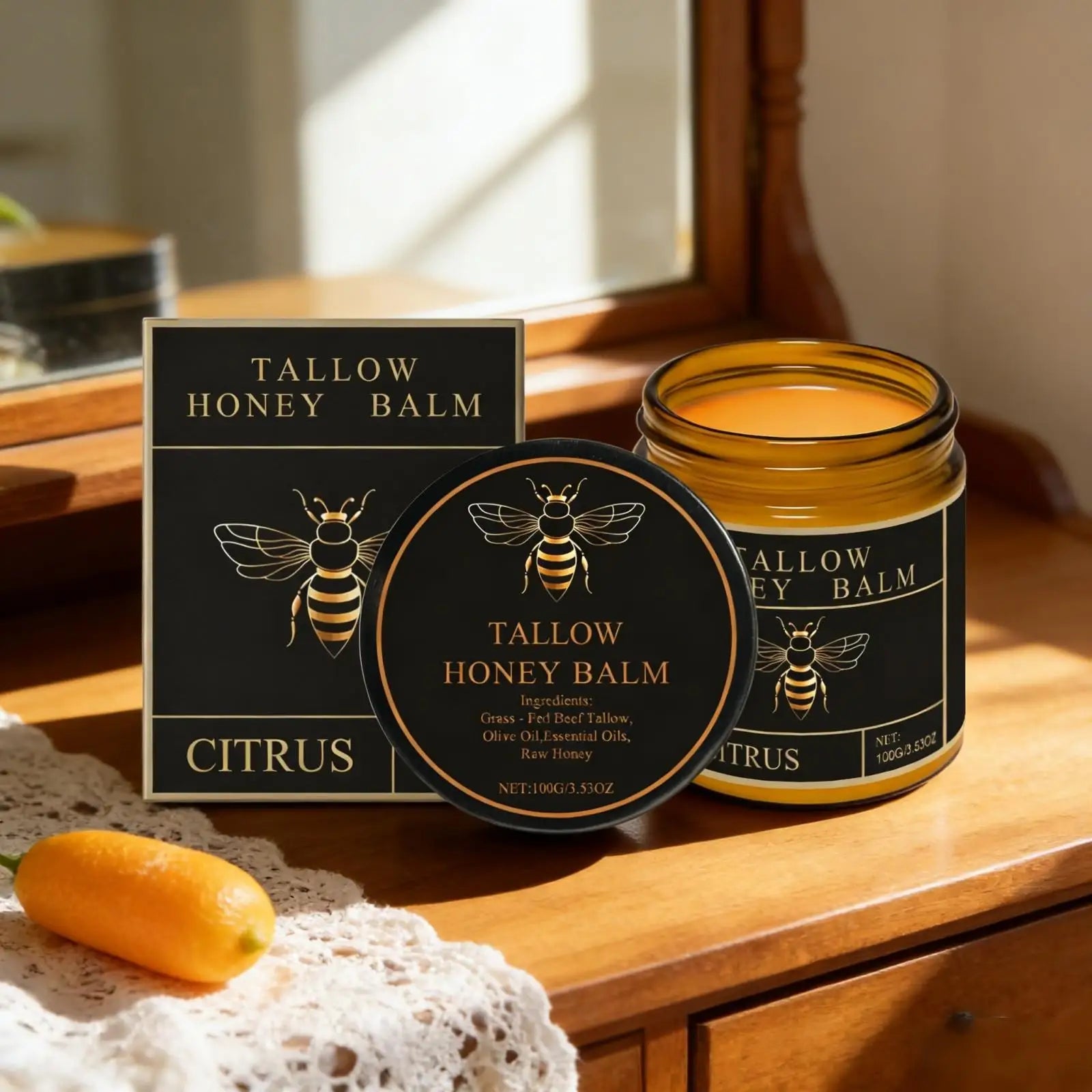 Tallow Honey Balm Deep Hydration Face Care Tighten Skin Firming Moisturizing Facial Rejuvenation Soft Smooth Beef Tallow Cream Oasis Select