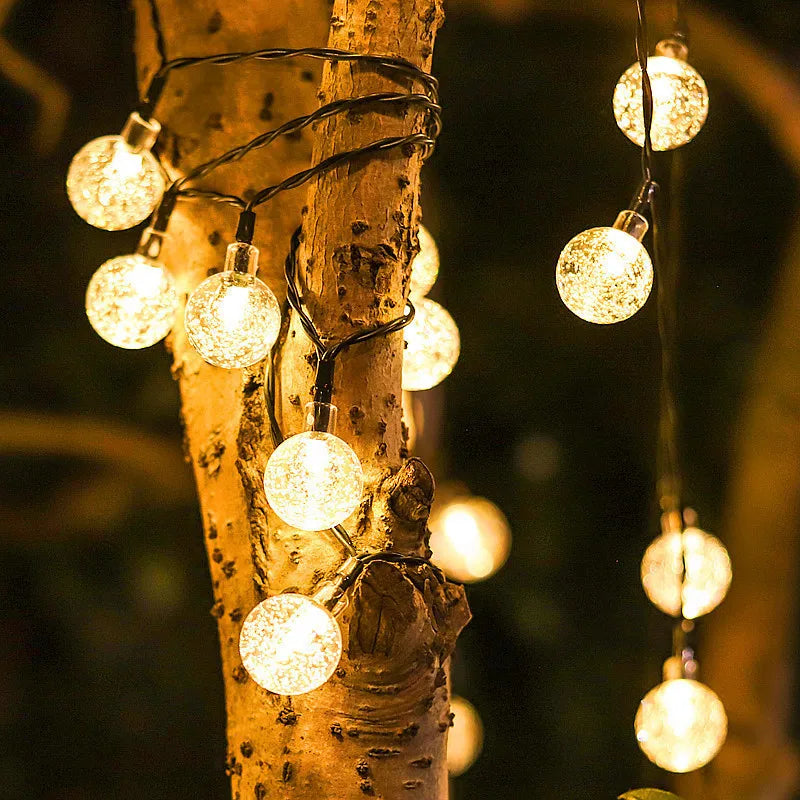 Led Solar Light String Cherry Blossom Bubble Ball String Outdoor Waterproof Christmas Festival Decorative Light String Oasis Select