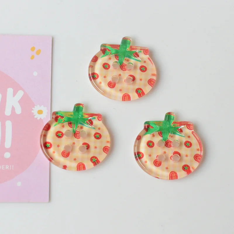 8/10/15Pcs Tomato Clear Buttons, DIY Sewing Accessories, Cute Jacket Cardigan Decoration, Button Up Garment Oasis Select