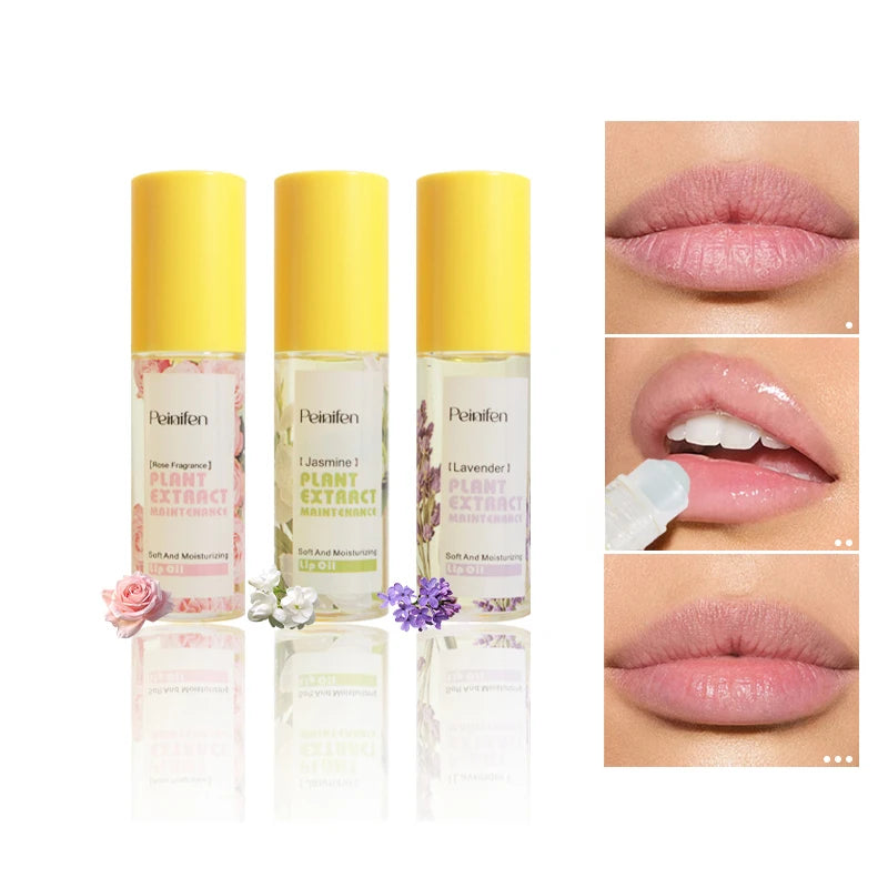 PEINIFEN Plant Essence Lip Oil 3-Pack – Rose, Jasmine & Lavender Lip Oil Oasis Select 3pcs