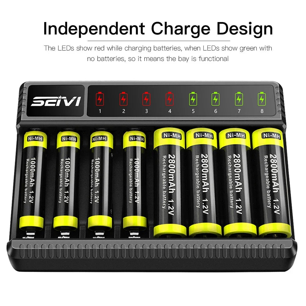 Universal Desktop 8 Slots Rechargeable Batteries Smart Charger LED Display for 1.2V AA/AAA NiMH Rechargeable Batteries SW-8N Oasis Select