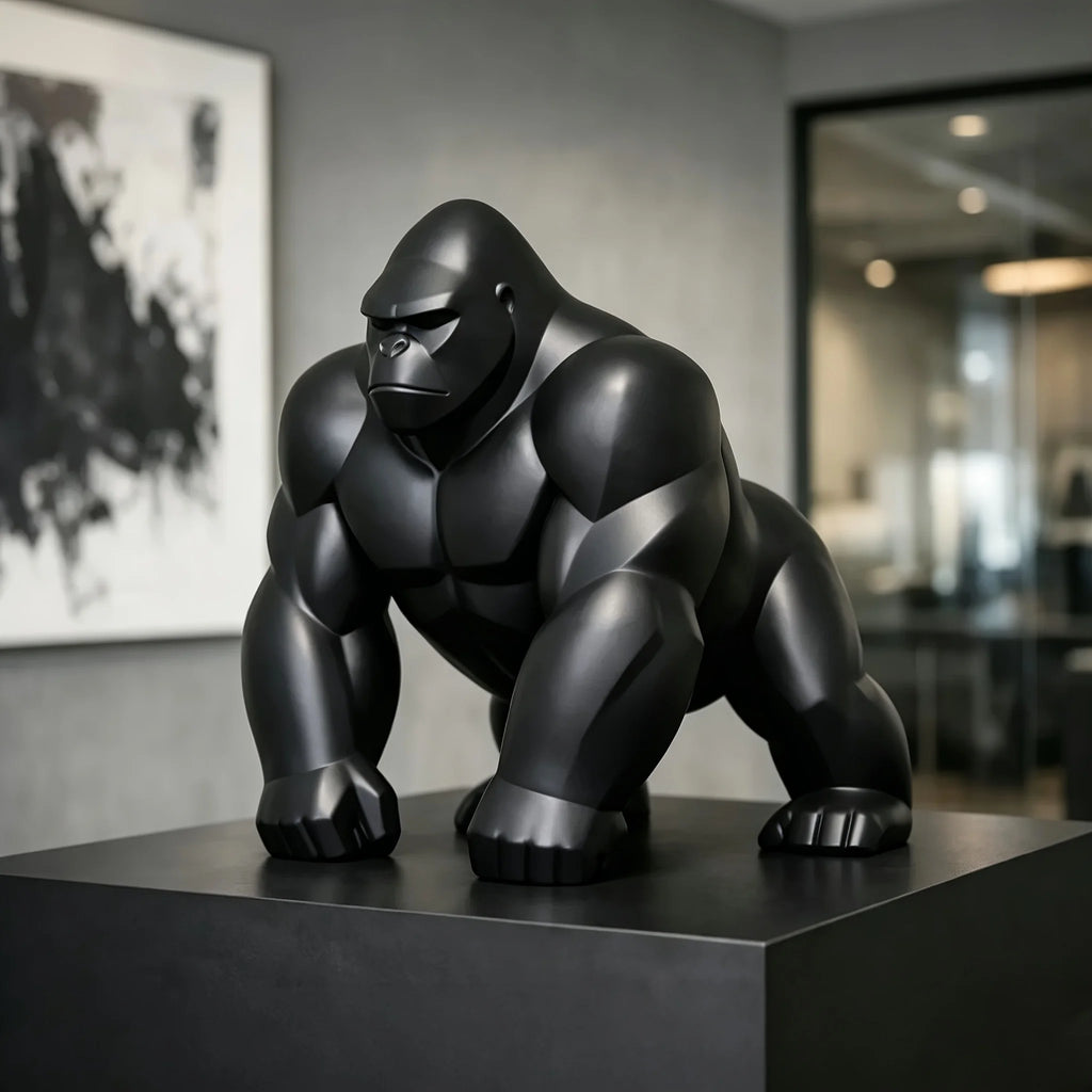Minimalist Geometric Gorilla Figurine 3D Printing Ape Statue Tabletop Ornaments Modern Home Office Desk Decor Animal Decor Gifts Oasis Select