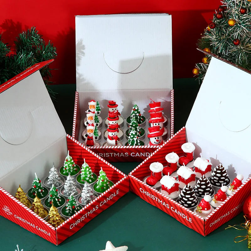 Christmas Mini Candle Set – 12 Festive Paraffin Wax Figures
