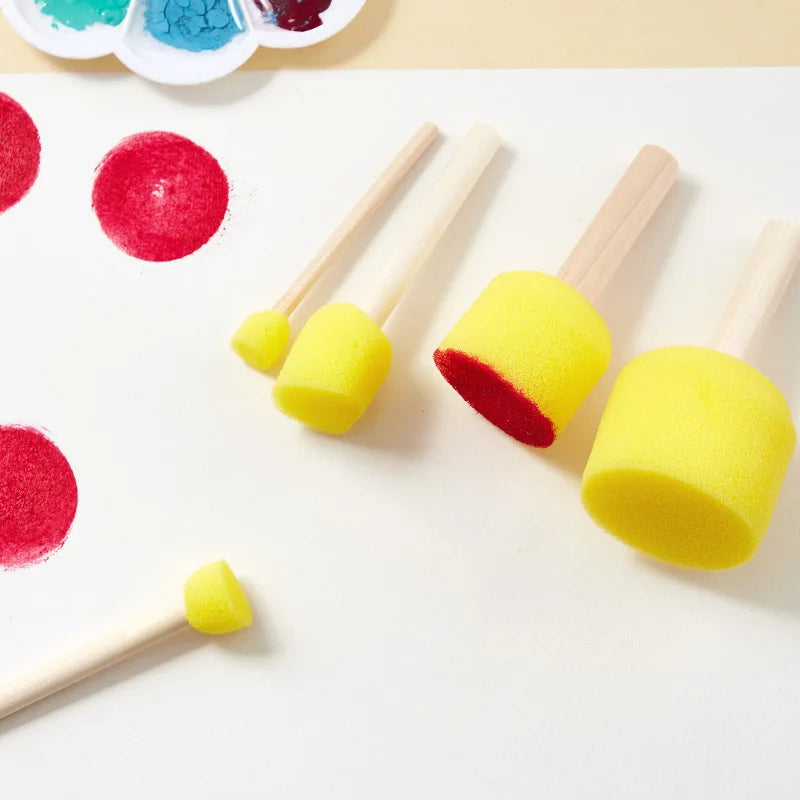 10 Pcs Set Wooden Handle Mushroom Head Sponge Brush Children DIY Painting Sponge Seal Set Paint Graffiti Create Unique Art Brush Oasis Select