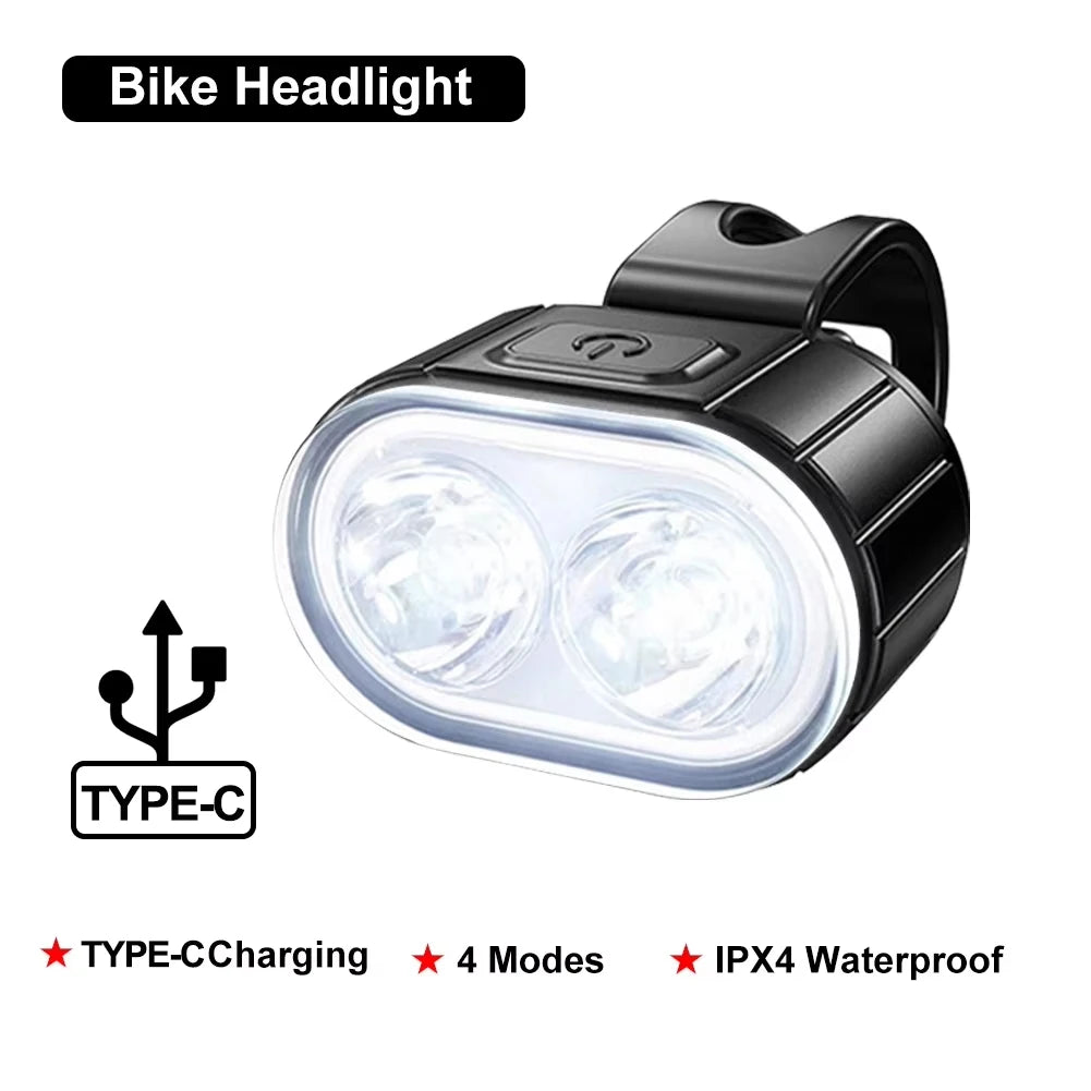 COB Bike Taillights USB Rechargeable Bicycle Safety Warning Light MTB LED Front Rear Headlight Waterproof Cycling Lamp Set Oasis Select Bike white Headlight