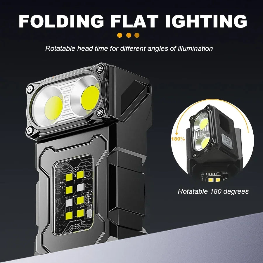 Mini LED Magnetic Flashlight 2000LM 8 Modes USB Rechargeable