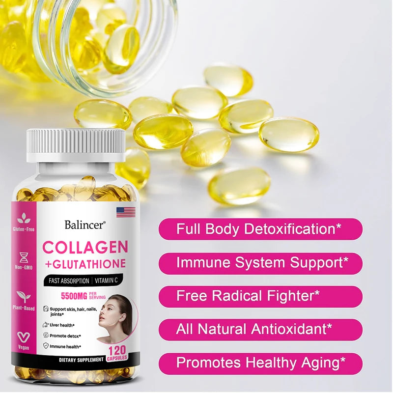 Glutathione Collagen Supplement, Antioxidant Whitening Capsules, Skin Health Deep Nourishment Skin Oasis Select