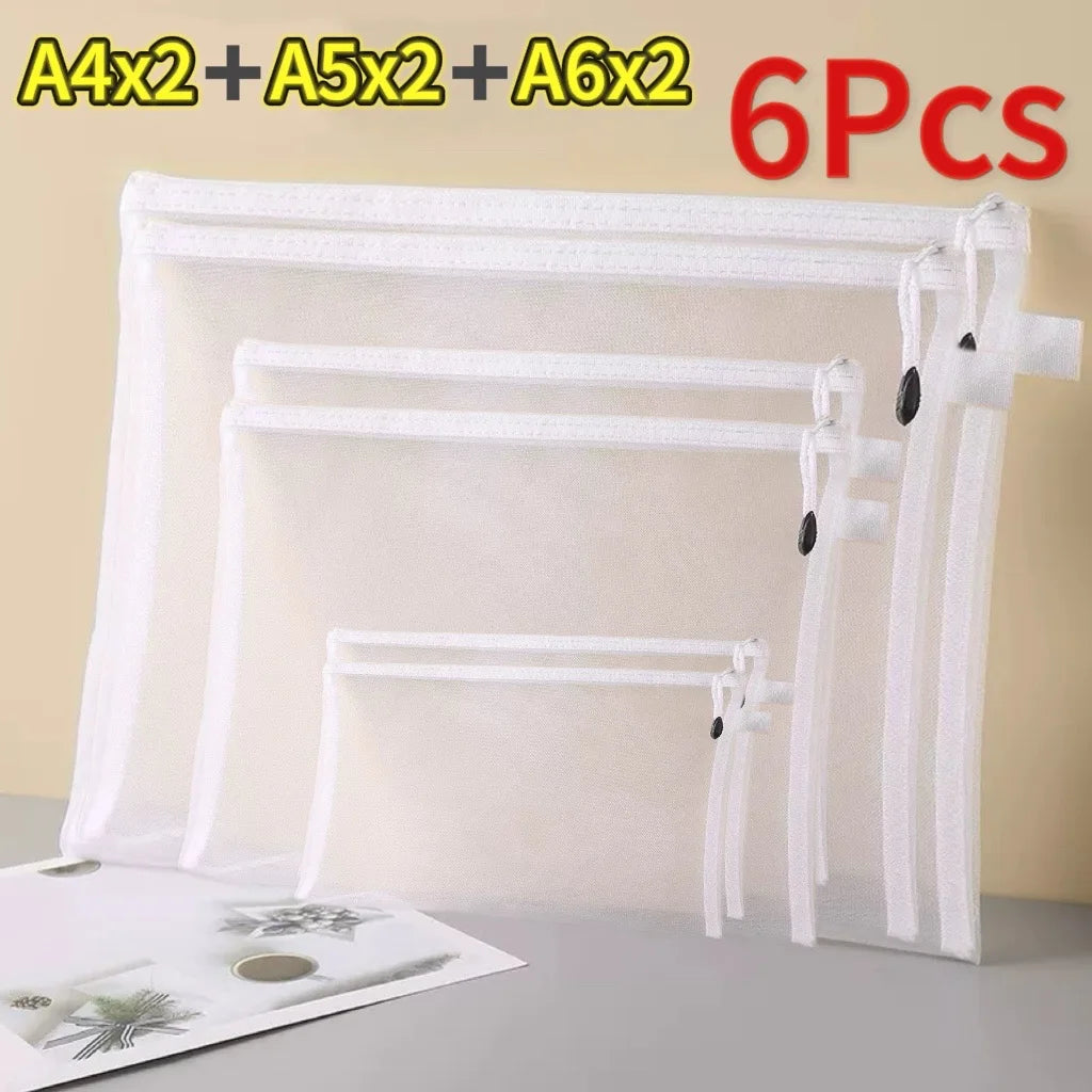 Transparent Mesh Storage Bags with Zipper for Lego Blocks, Puzzle&Toy Organization,Kids' Sorting Pouch for Small Parts Organizer Oasis Select 6pcs-mix white