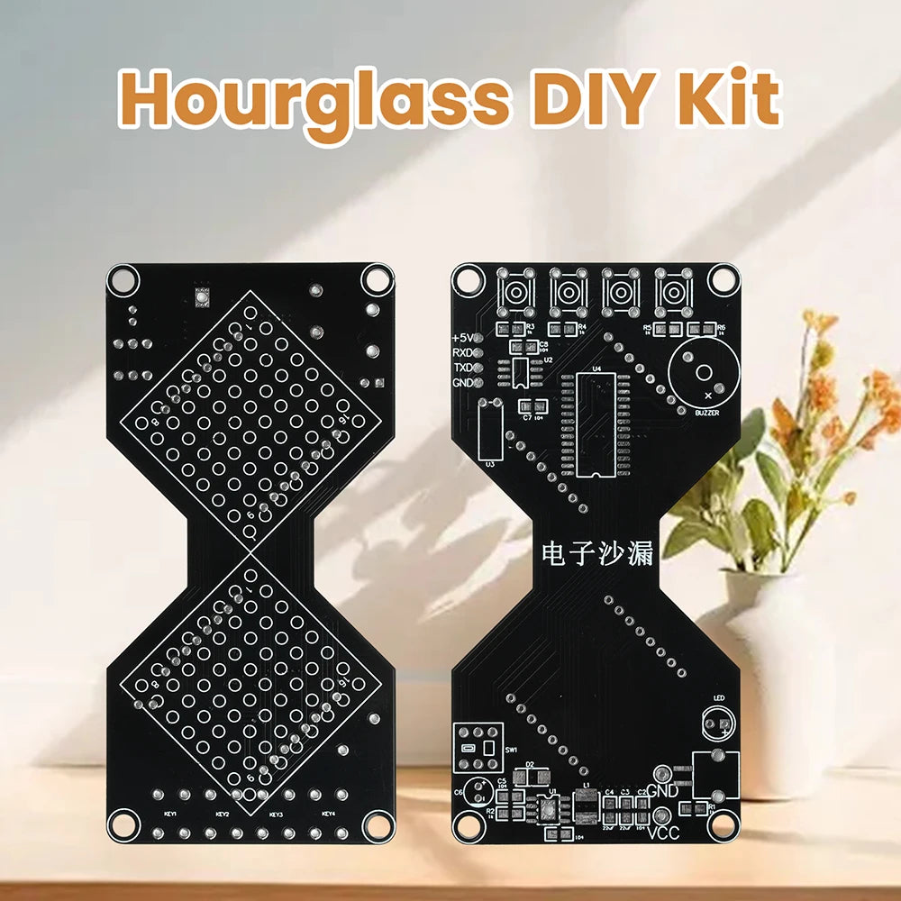 DC 5V LED Dot Matrix Electronic Hourglass DIY Kit Gravity-Sensing Timer Soldering Practice Components Micro USB Interface Oasis Select