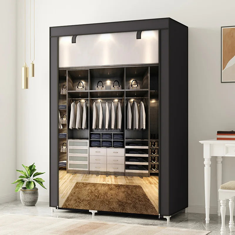 Multi-functional Spot Simple Wardrobe Bedroom Rental Home Home Hanger Storage Folding Storage Dust Cloth Wardrobe Durable Oasis Select