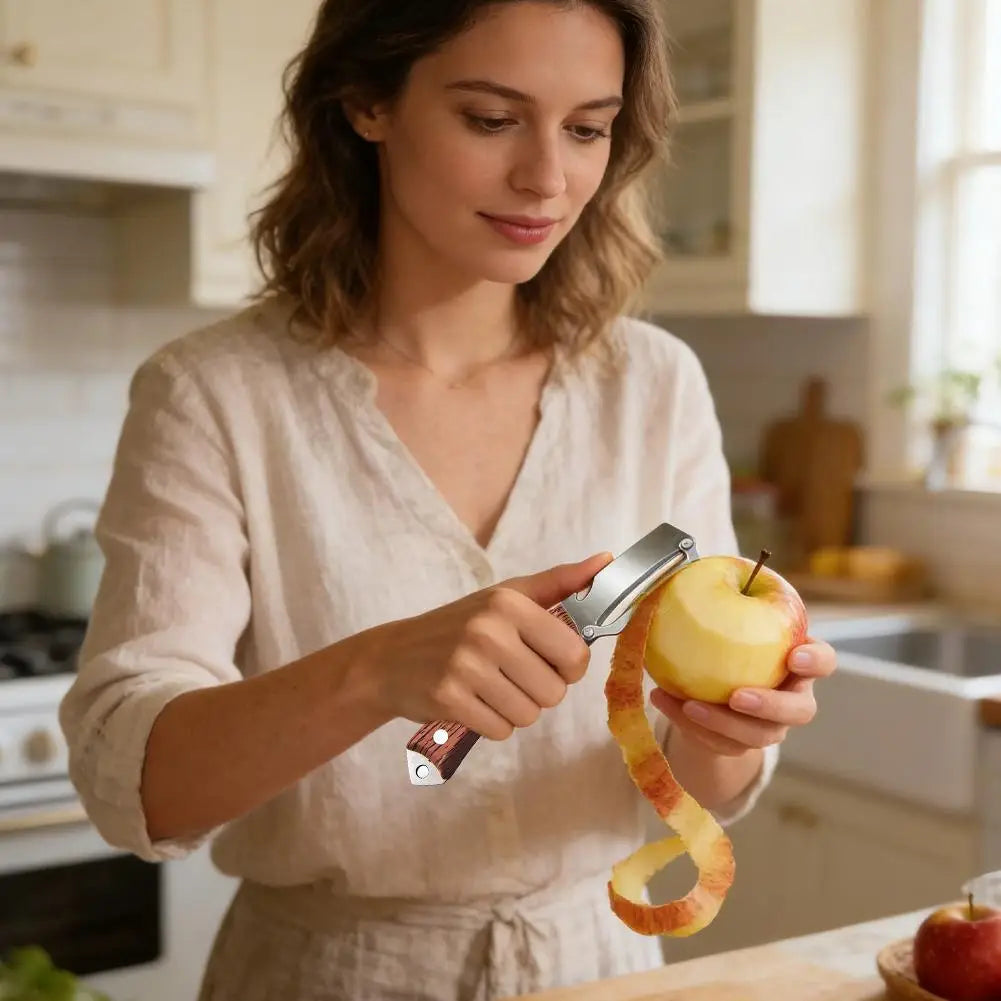 Stainless Steel Vegetable & Fruit Peeler – Wooden Handle