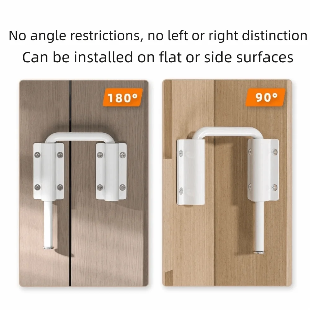 No-Drill Aluminum Door Latch Lock | 90/180° Anti-Theft Buckle