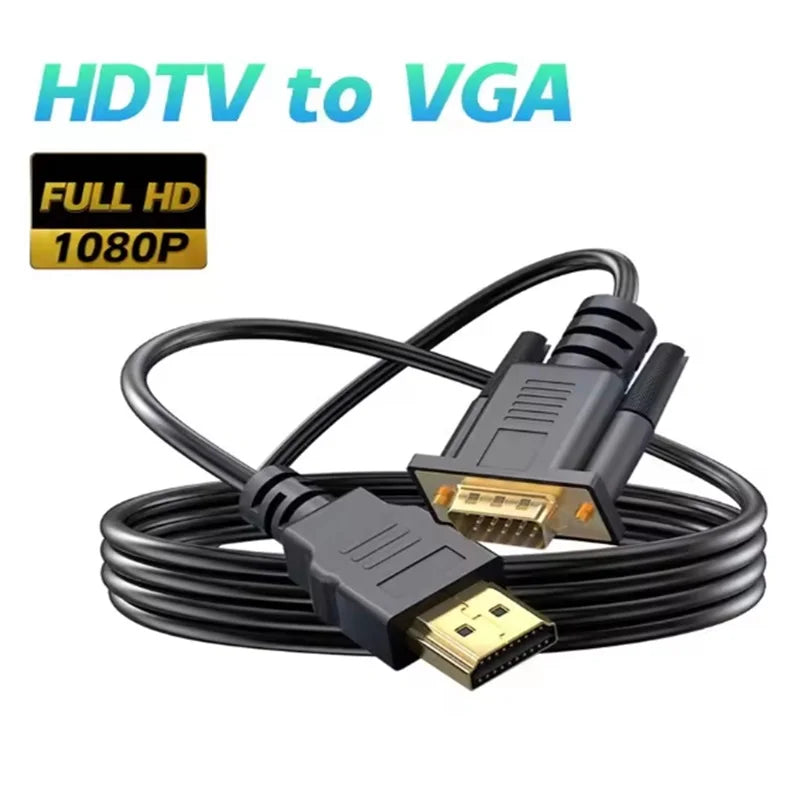 1.8M HDTV HDMI-compatible to VGA 1080P 60Hz HD Compatible Cable HDMI to VGA Video Adapter Digital to Analog for Computer Laptop Oasis Select 1.8m
