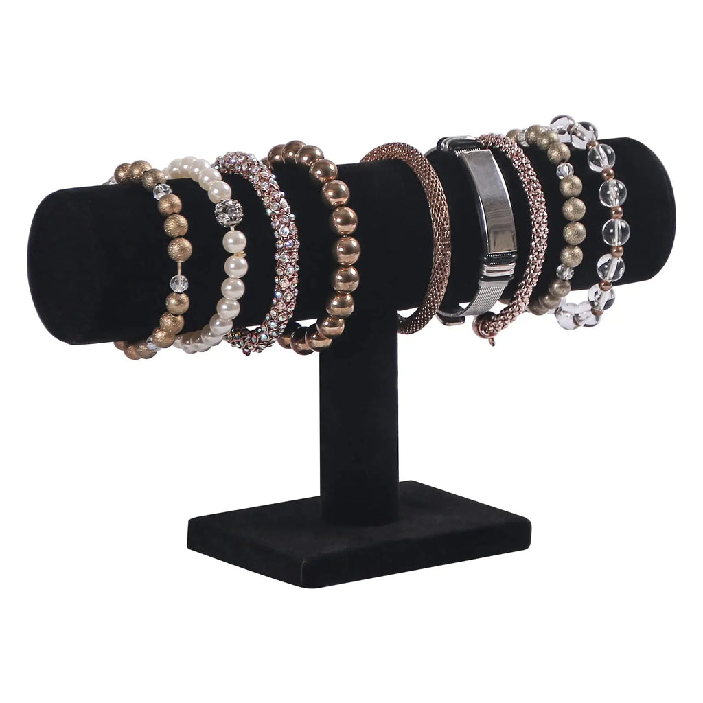 Black Velvet Coil T-Shelf Bracelet Necklace Jewelry Display Organizer Watch Display Stand Bracelet Necklace Jewelry Organizer Oasis Select