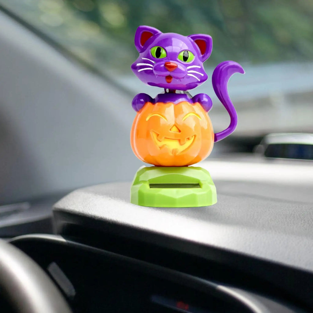 Solar Dancing Dolls Solar Powered Shaking Head Dancing Pumpkin Cat Car Ornament Automotive Interior Decoration Statue for Car Oasis Select