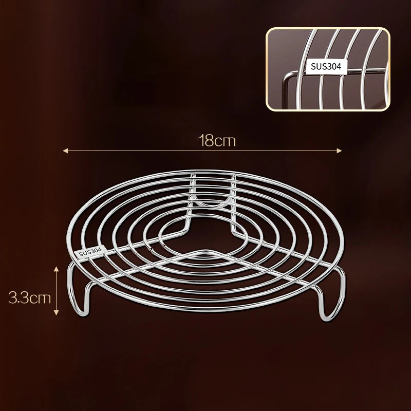 304 Stainless Steel Round Steamer Rack Kitchen Multifunction Pot Steaming Tray Dumplings Eggs Grill Stand Pressure Cooker Trivet Oasis Select A 18cm