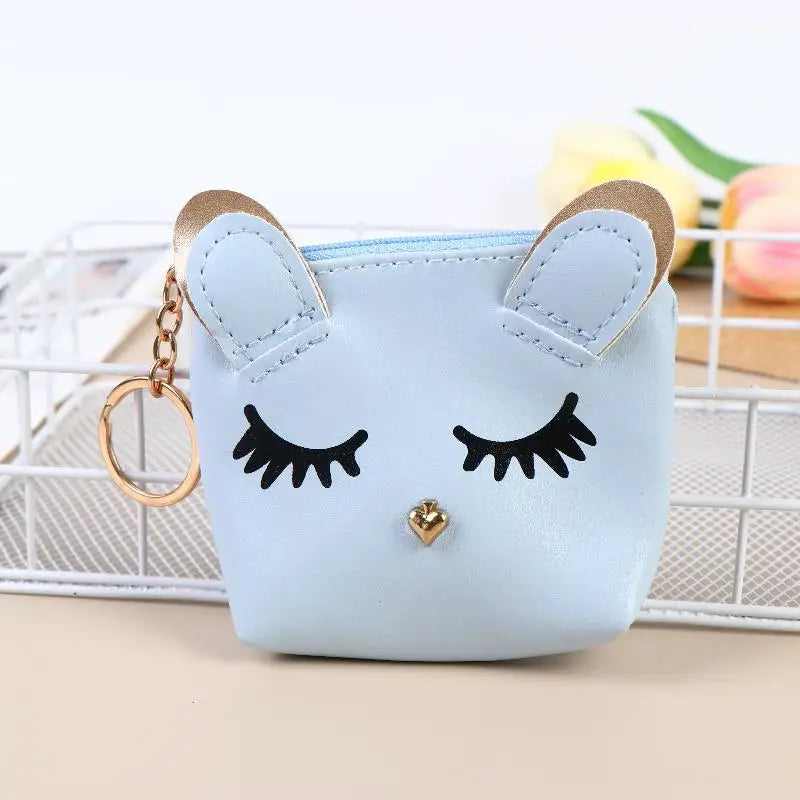 Cute Cat Keychain Coin Purse | Mini Zipper Wallet Bag