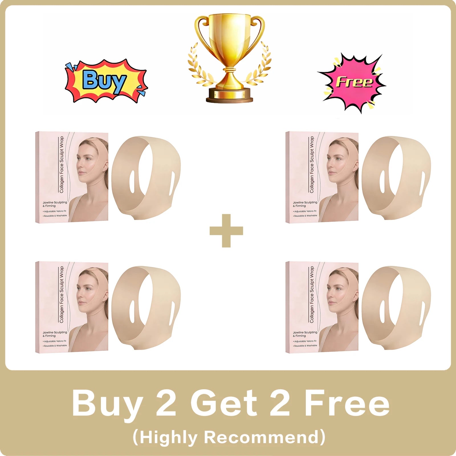 V-Line Jaw Lifting Face Strap – Breathable Contour Wrap Facial Contouring Strap Oasis Select Buy 2 Get 2 Free