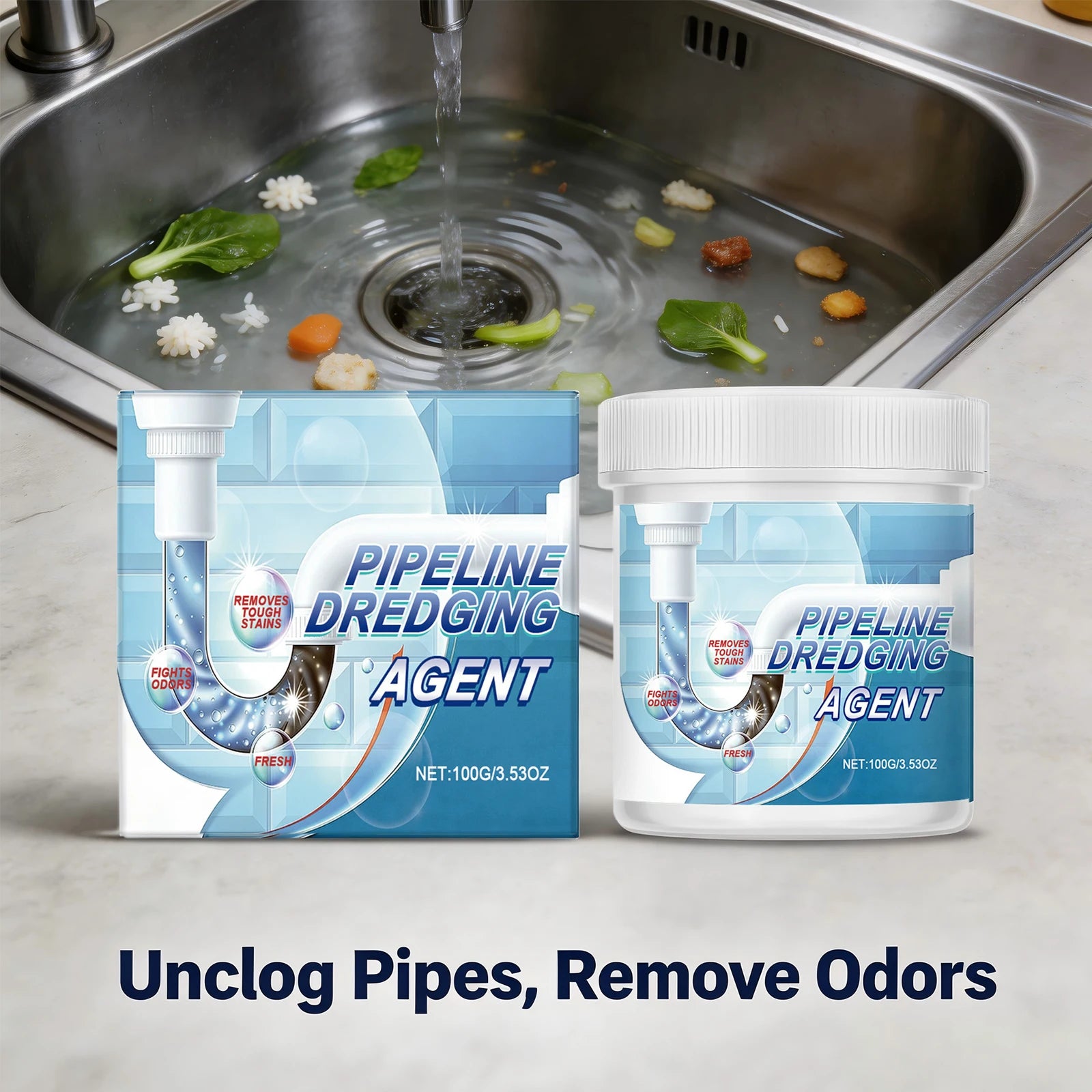 Pipeline Dredging Agent for Household Kitchen Bathroom Drainage Pipe Descaling Eliminate Odors Hair Blockage Unblocking Powder Oasis Select