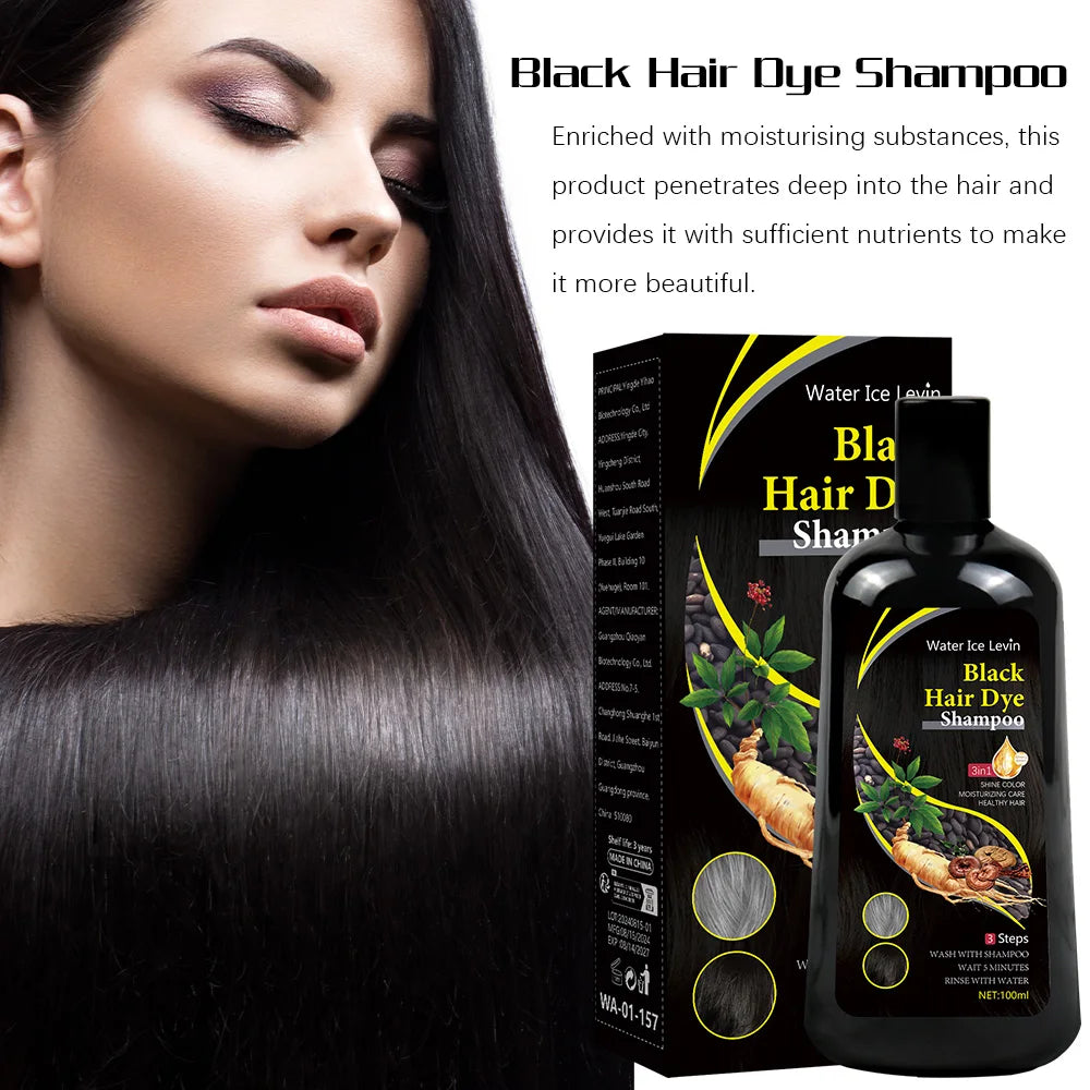 Black Hair Dye Shampoo 3-in-1 – Natural Herbal Gray Coverage Hair Dye Shampoo Oasis Select