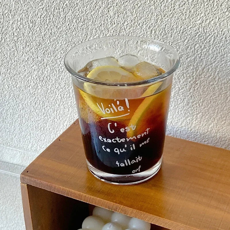 320ML Transparent Glass Korean Ins Style American Iced Latte Coffee Milk Juice Beverage Black Tea Cup Cocktail Glassware Gift Oasis Select White 320ml