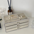 3 Layer Jewelry Organizer Boxes,with Organizer Drawer, Velvet Earring Organizer, Holder Boxes for Stud Earrings, Rings Oasis Select Clear