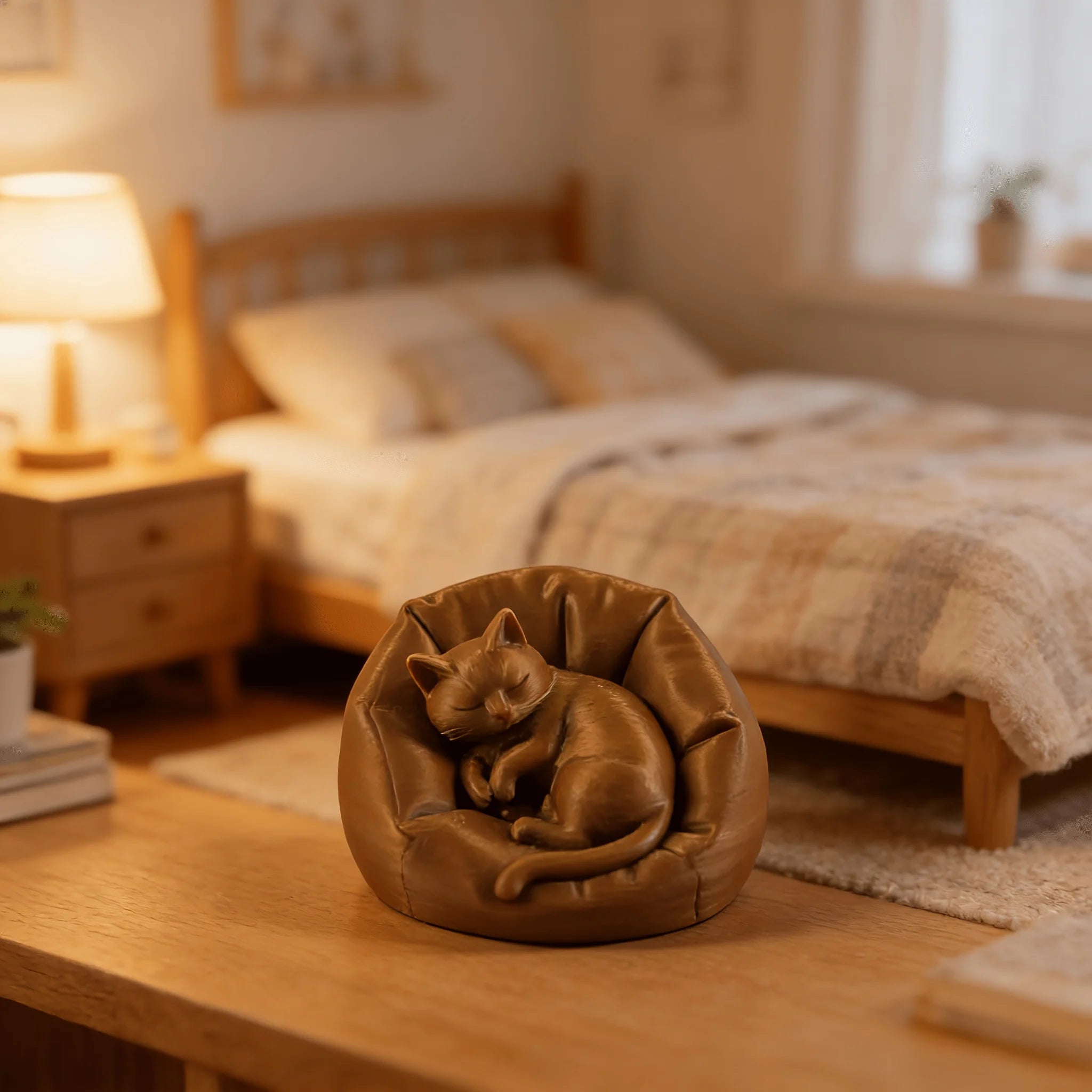 Sleeping Lazy Cat Sofa Miniature Figurine 3D Printing Cat Statues Cute Animal Sculpture Ornaments Home Office Desktop Decor Gift Oasis Select